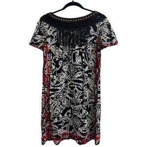 Anthropologie Floreat Abelia Tribal Print Fringe Embroidered Oversized Dress